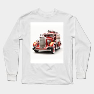 Art Deco Fire Truck Long Sleeve T-Shirt